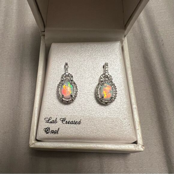 Radiant Gem Silver Opal Earrings - Picture 1 of 5